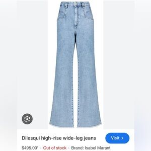 Isabel Marant Dilesqui High-Rise Wide-Leg Jeans Sz EU34 Light Blue